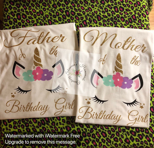 Unicorn  birthday girl , mom and dad, family shirts