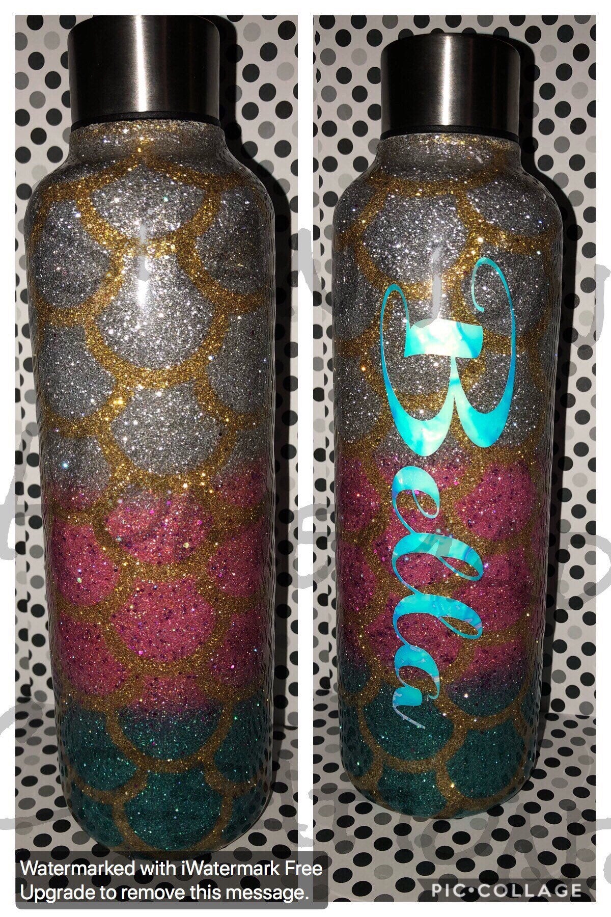 Glittered Mermaid water bottle