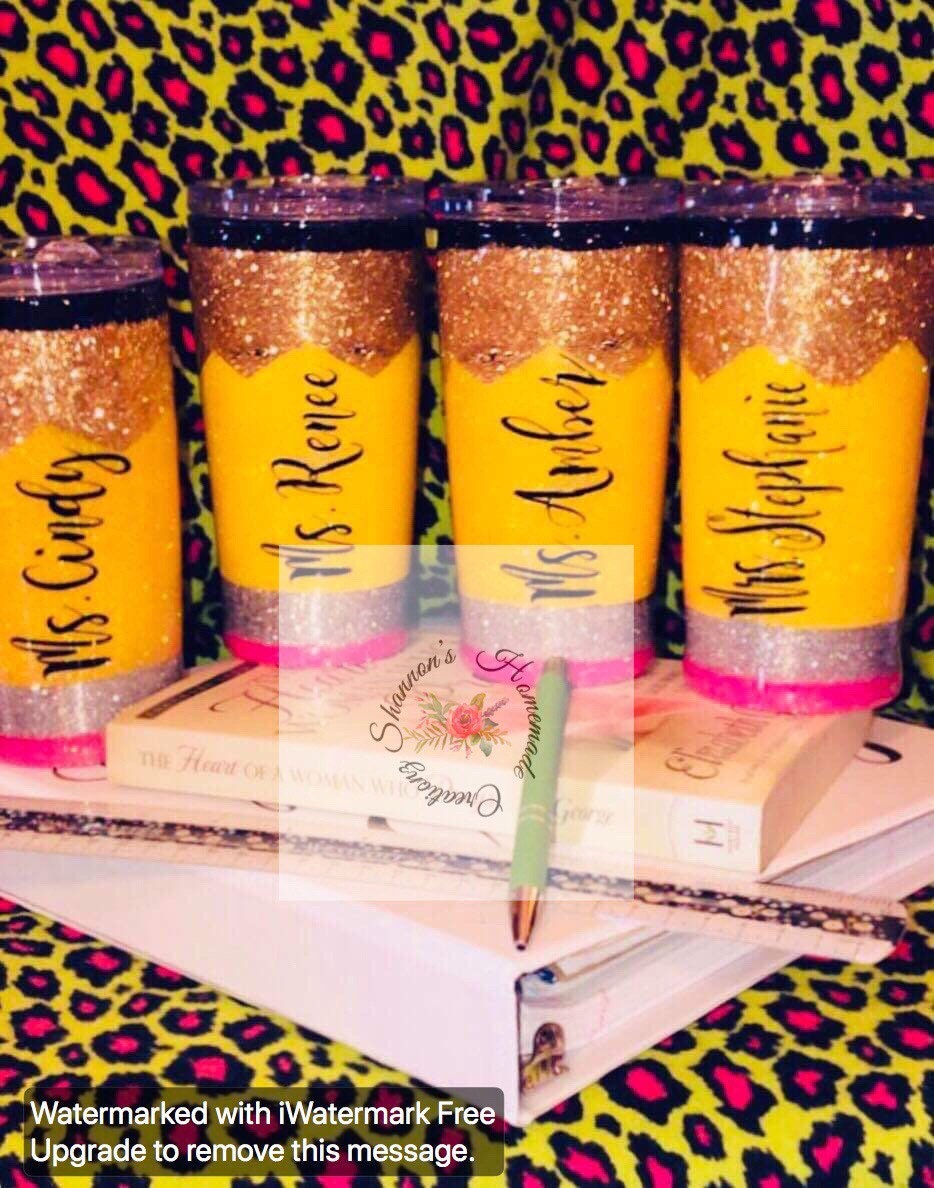 Pencil decorated tumblers