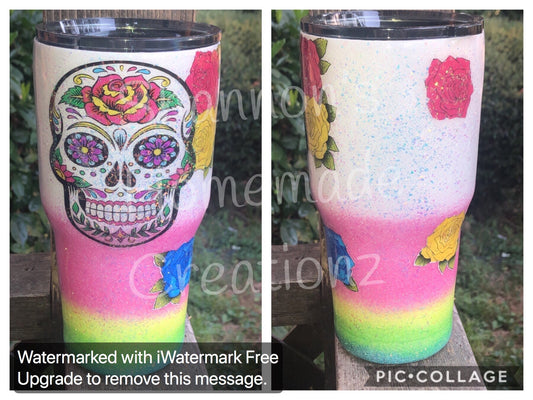 30 OZ SUgar Skull TUmbler