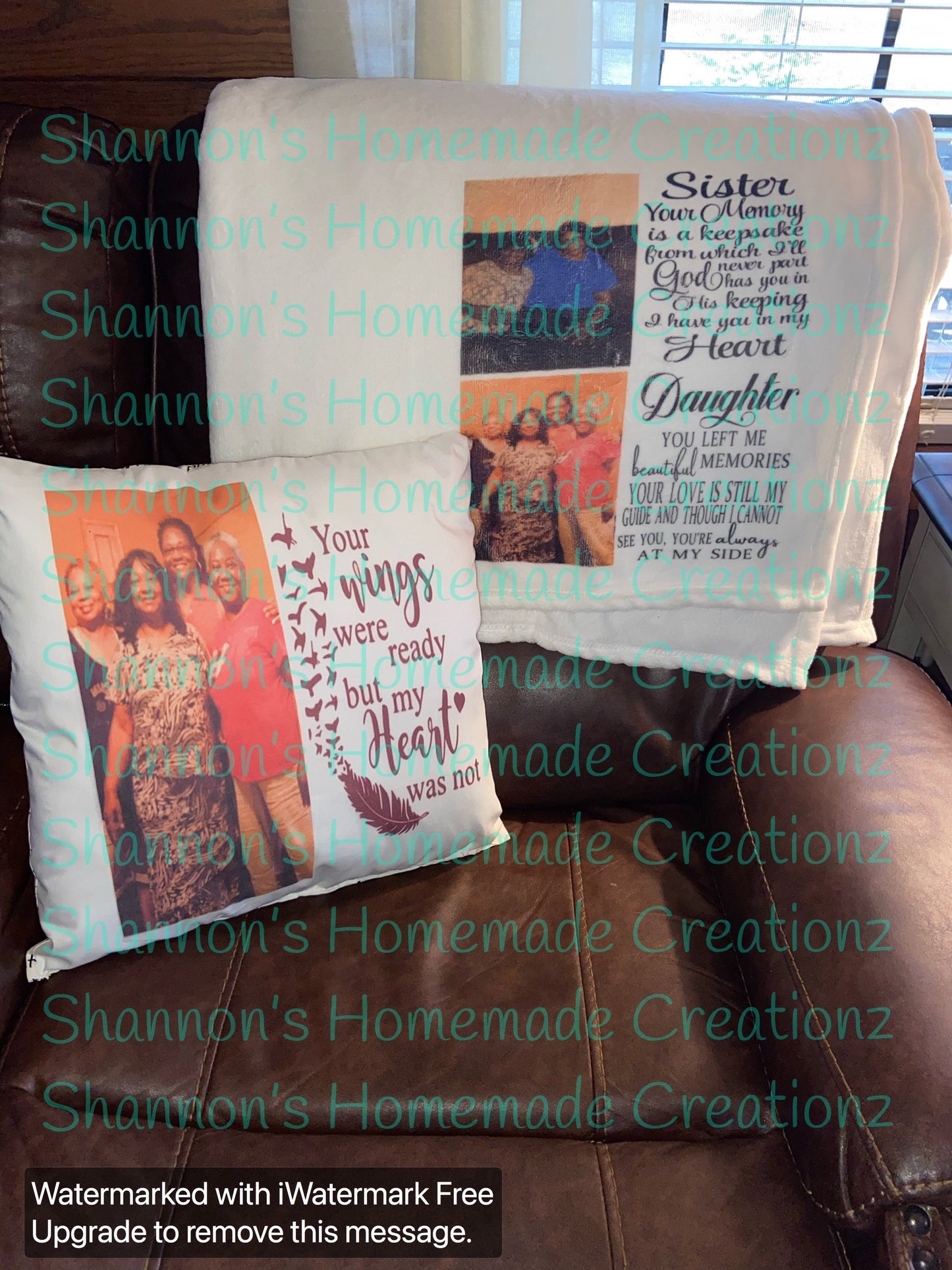 Memoriam pillow and blanket sets